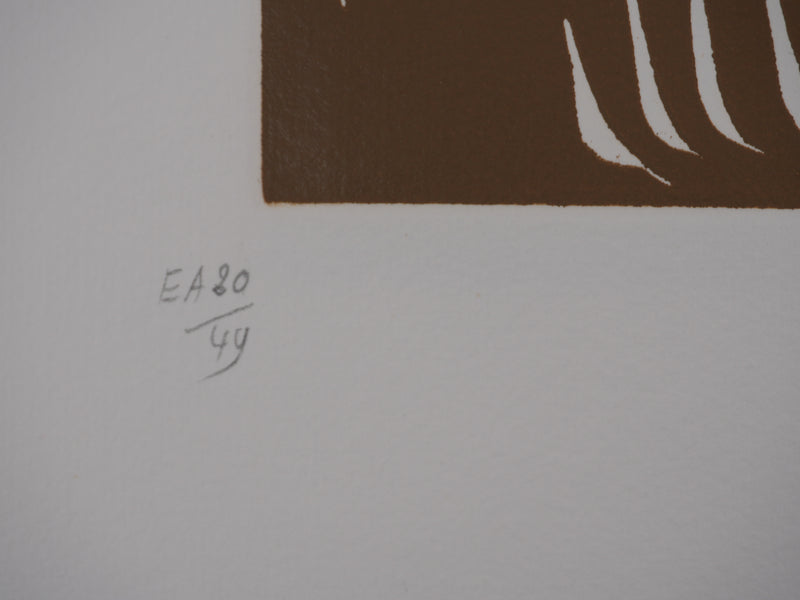 Jacques HEROLD : Composition florale abstraite (monochrome), Gravure originale signée
