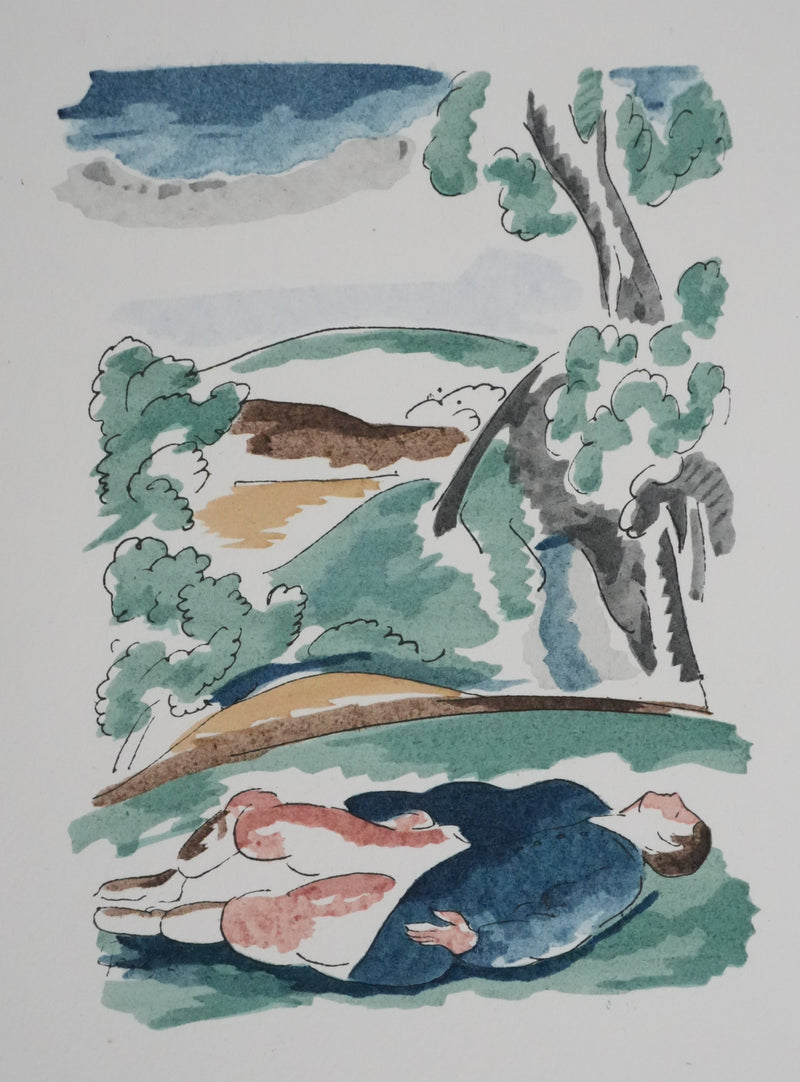 Adolphe FEDER : Le dormeur du val, Lithographie originale signée