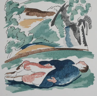 Adolphe FEDER : Le dormeur du val, Lithographie originale signée
