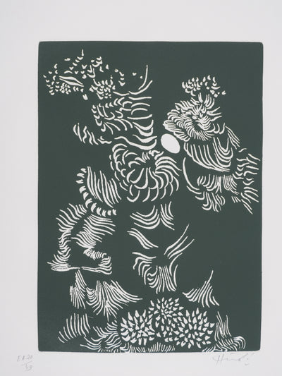Jacques HEROLD : Nature au clair de lune (monochrome), Gravure originale signée