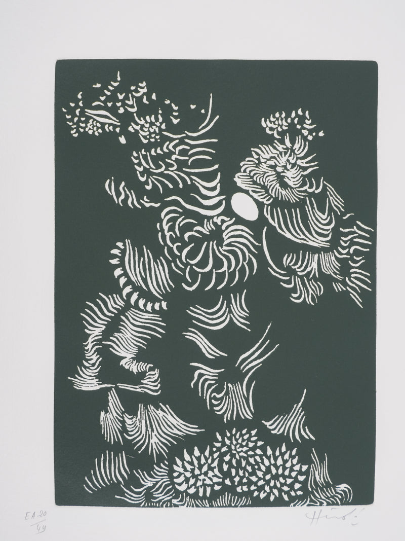 Jacques HEROLD : Nature au clair de lune (monochrome), Gravure originale signée