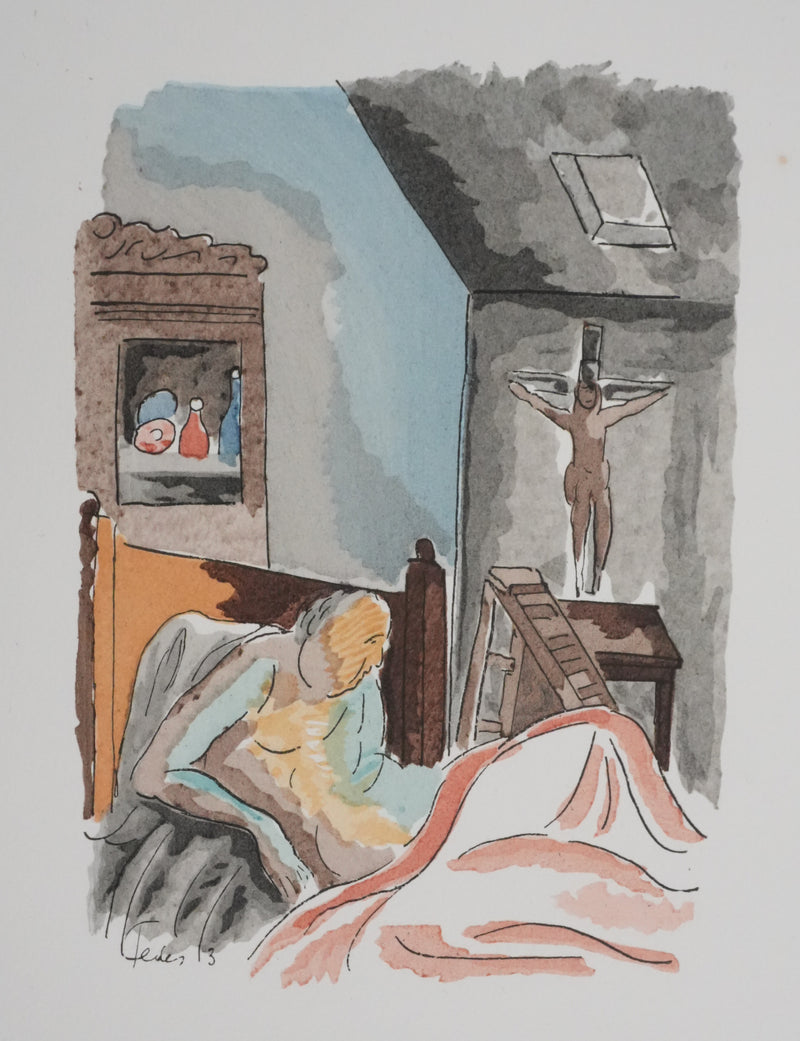 Adolphe FEDER : Le sage, Lithographie originale signée