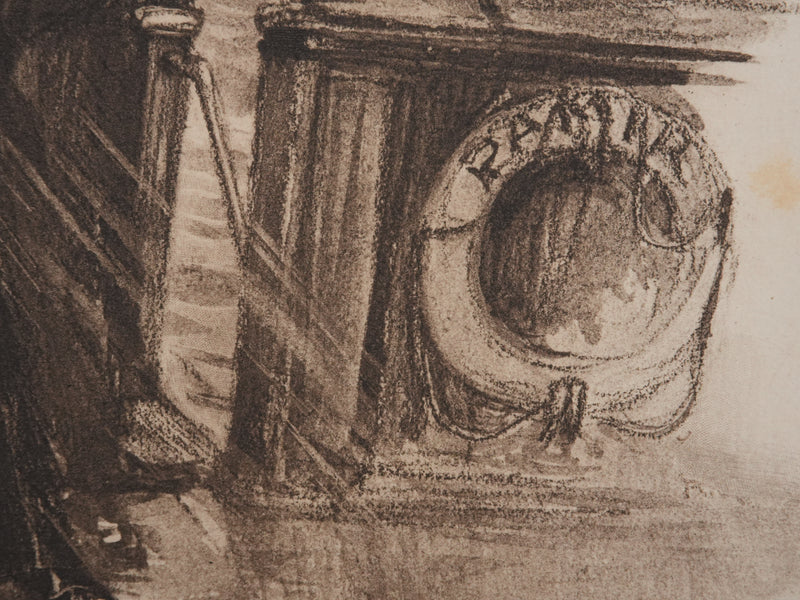 Charles FOURQUERAY : Les marins pris dans la tempête, Lithographie originale