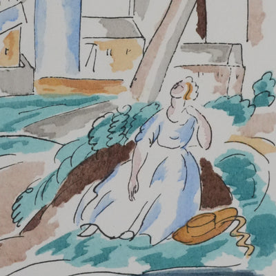 Adolphe FEDER : Repos sous l'arbre, Lithographie originale signée