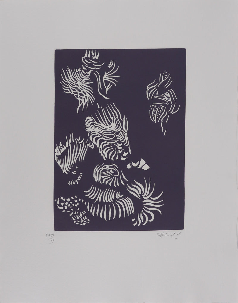 Jacques HEROLD : Oiseaux surréalistes (monochrome), Gravure originale signée