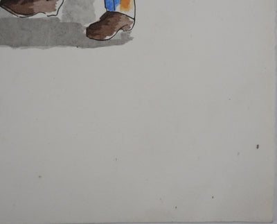 Adolphe FEDER : Les pauvres à l'église, Lithographie originale signée