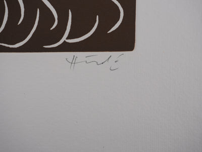 Jacques HEROLD : Fleur de célosie abstraite (monochrome), Gravure originale signée