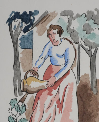 Adolphe FEDER : La jardinière, Lithographie originale signée