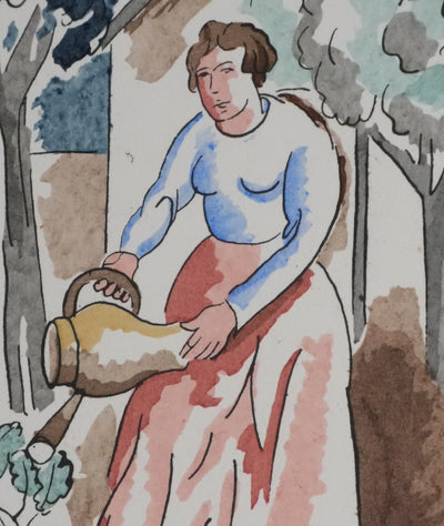 Adolphe FEDER : La jardinière, Lithographie originale signée