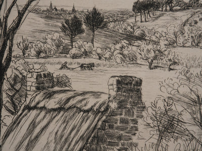 Jean FRELAUT : Les bergers au printemps, Gravure originale signée