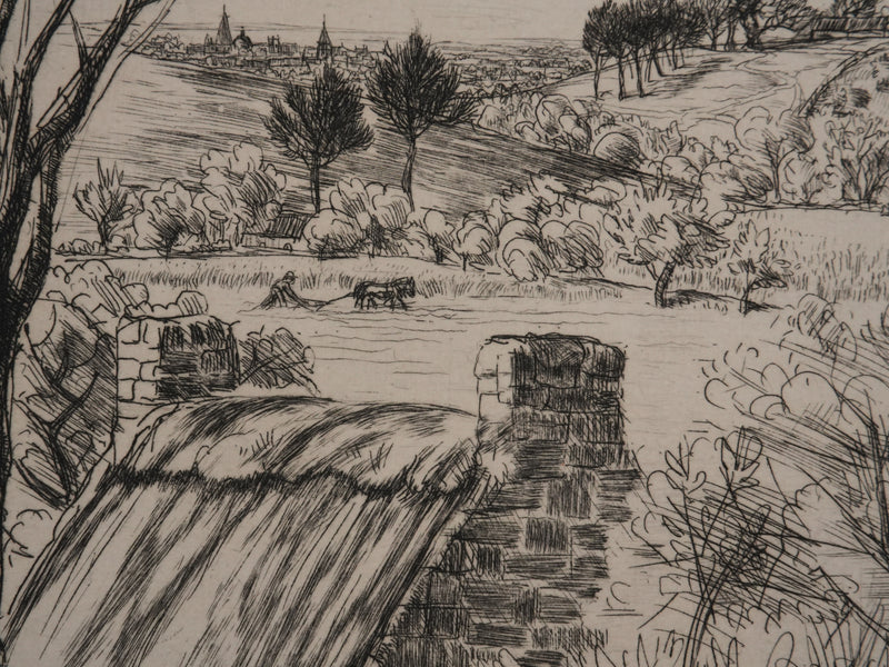 Jean FRELAUT : Les bergers au printemps, Gravure originale signée