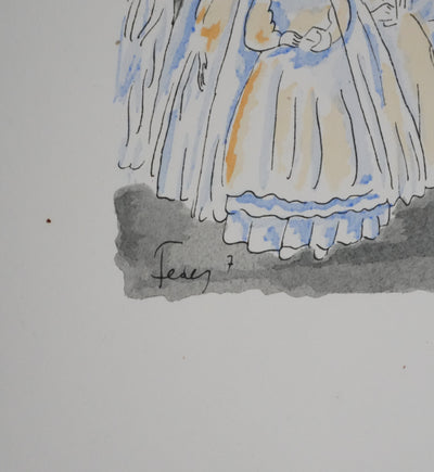 Adolphe FEDER : Les premières communions, Lithographie originale signée