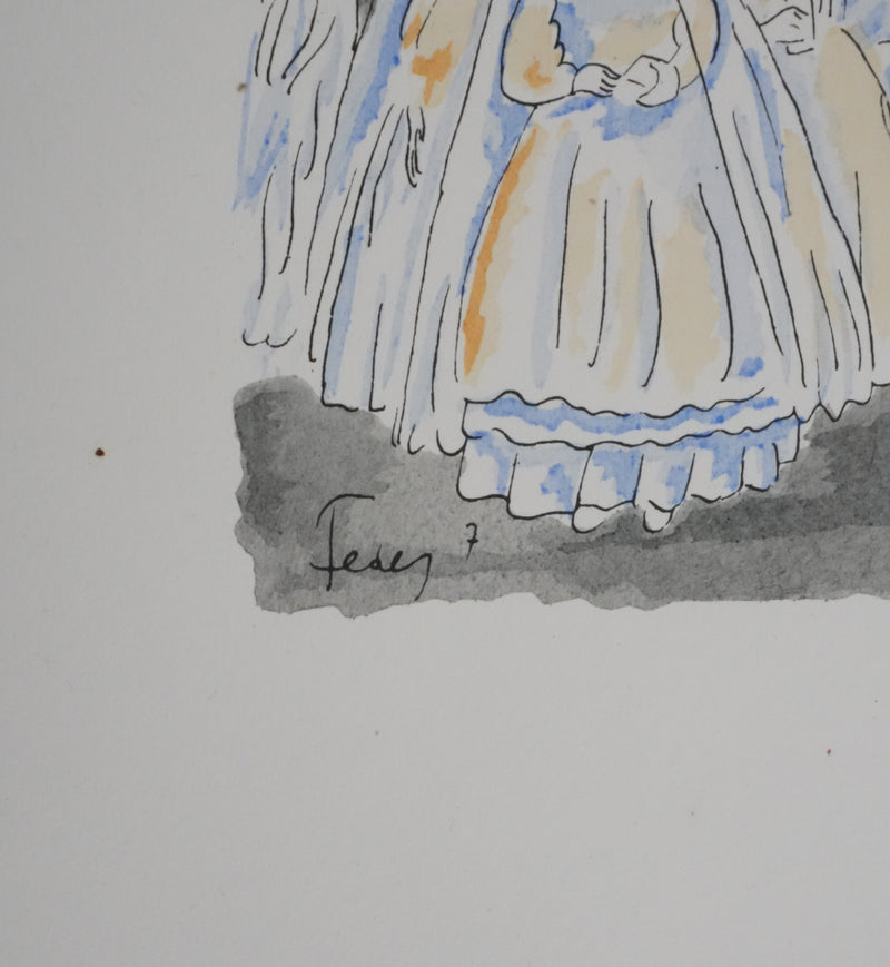 Adolphe FEDER : Les premières communions, Lithographie originale signée