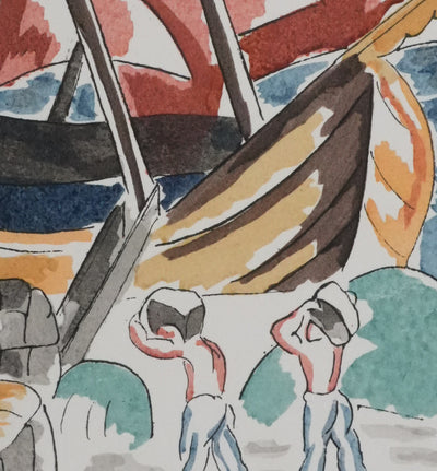 Adolphe FEDER : Bateau ivre, Lithographie originale signée