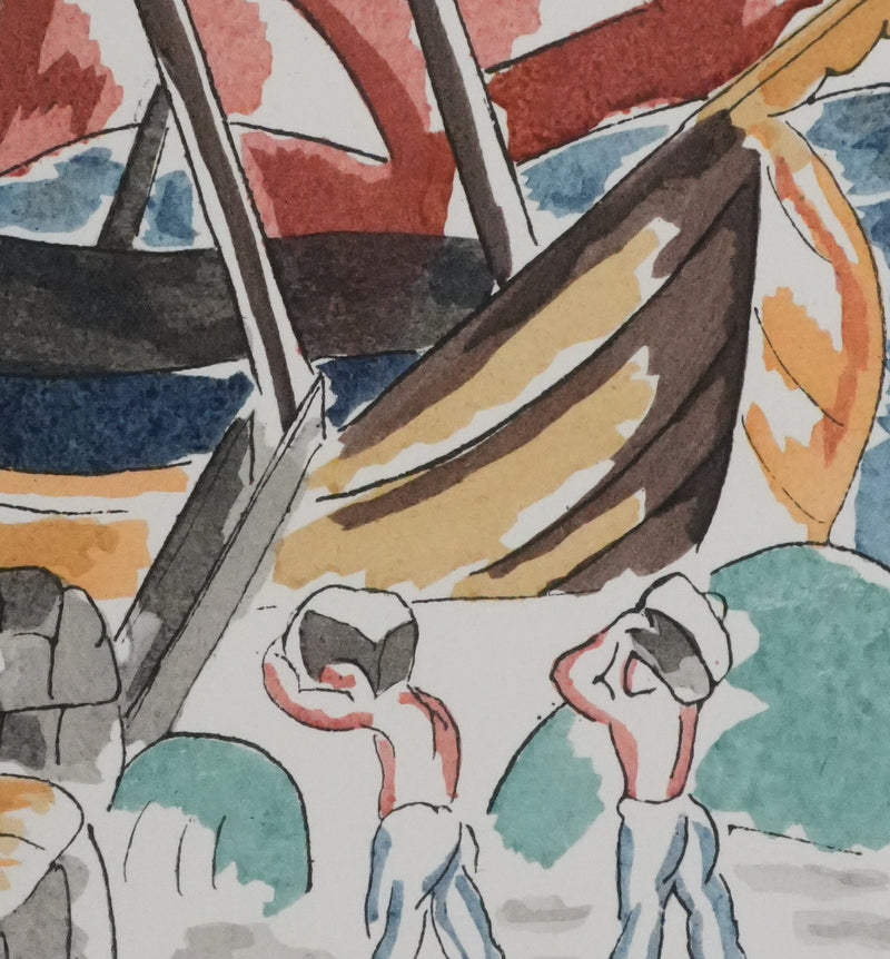 Adolphe FEDER : Bateau ivre, Lithographie originale signée