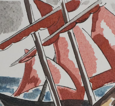 Adolphe FEDER : Bateau ivre, Lithographie originale signée