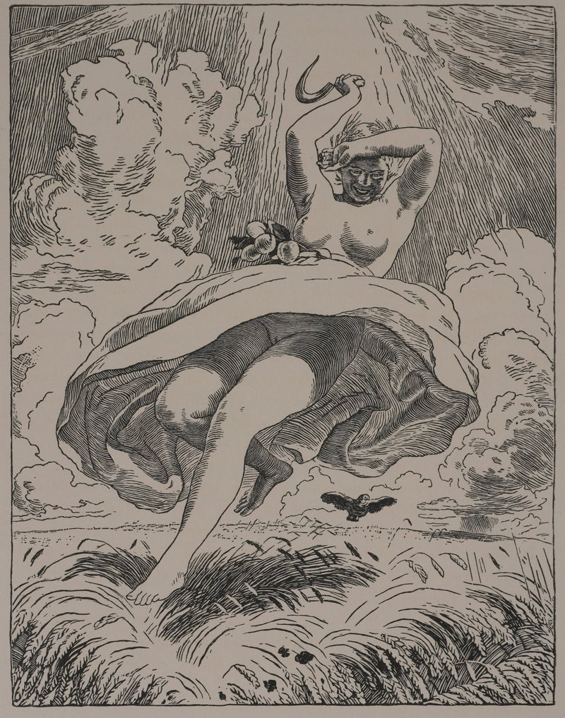 Maximilien SVABINSKY : Jeune fermière dans le champs ensoleillé, Gravure originale