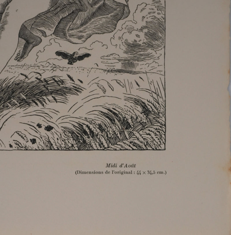 Maximilien SVABINSKY : Jeune fermière dans le champs ensoleillé, Gravure originale