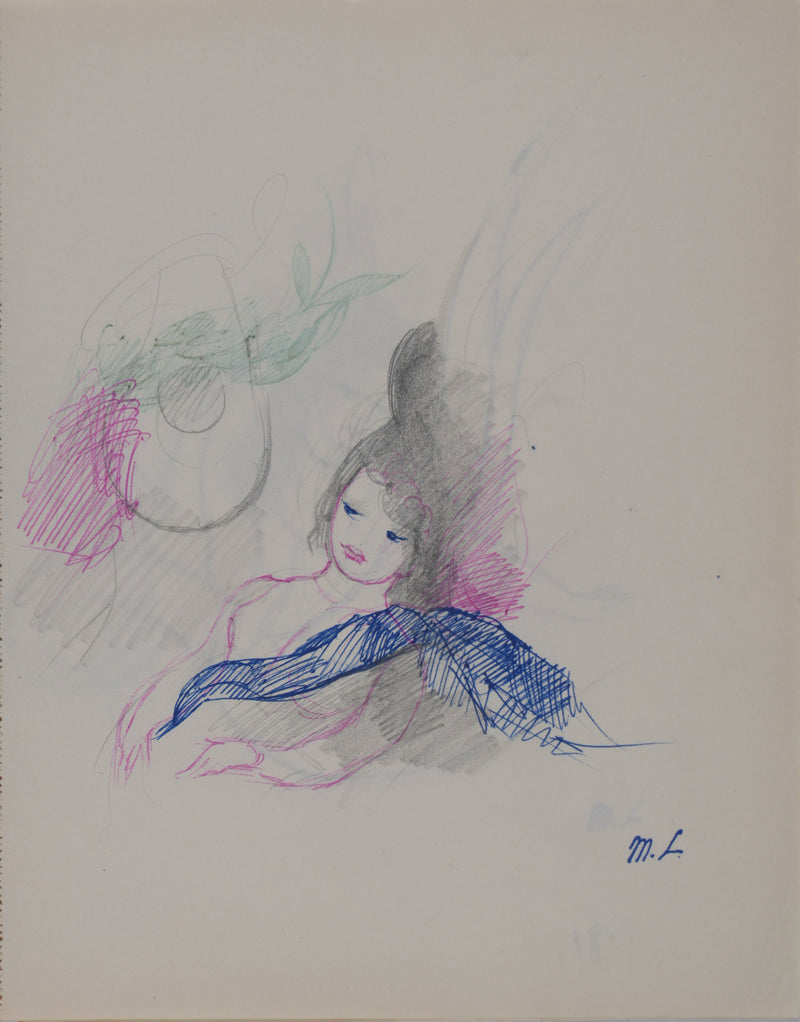 Marie LAURENCIN : Moment de paix, Dessin original signé
