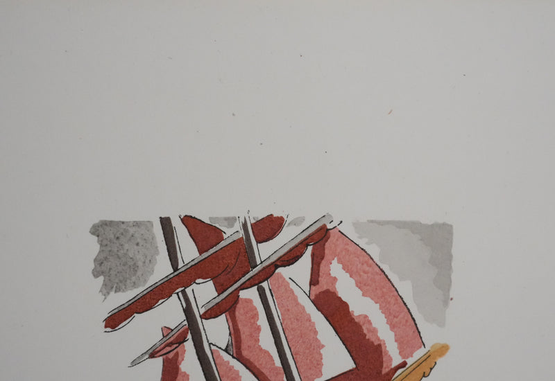 Adolphe FEDER : Bateau ivre, Lithographie originale signée