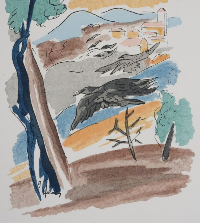 Adolphe FEDER : Les corbeaux, Lithographie originale signée