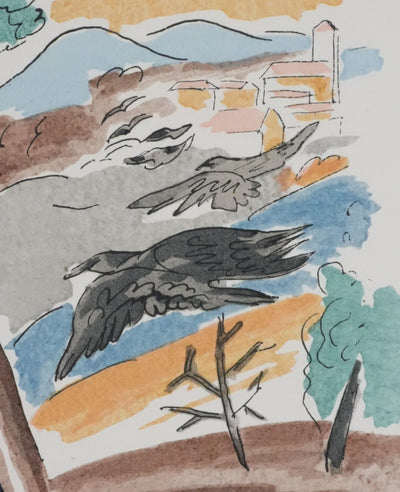 Adolphe FEDER : Les corbeaux, Lithographie originale signée