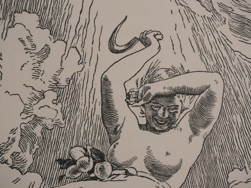 Maximilien SVABINSKY : Jeune fermière dans le champs ensoleillé, Gravure originale