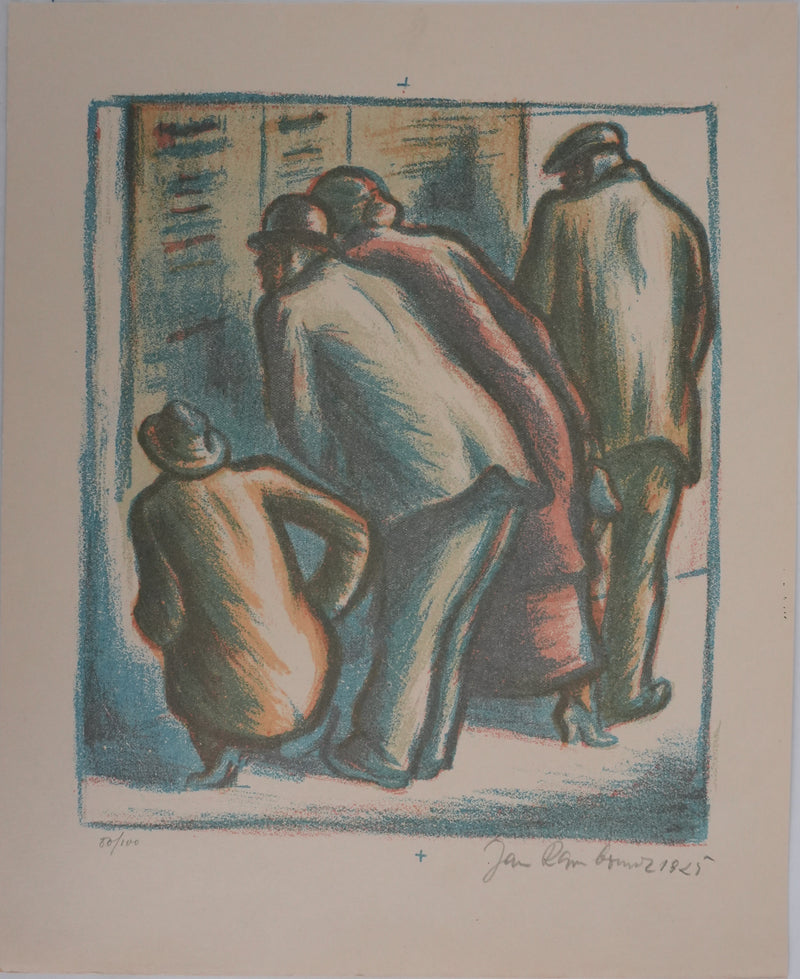 Jan RAMBOUSEK : Les nouvelles du jour, Lithographie originale signée