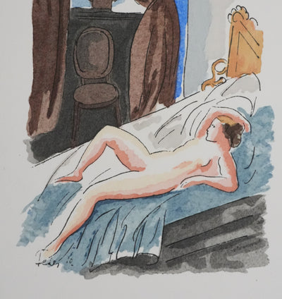 Adolphe FEDER : Les déserts de l'amour, Lithographie originale signée