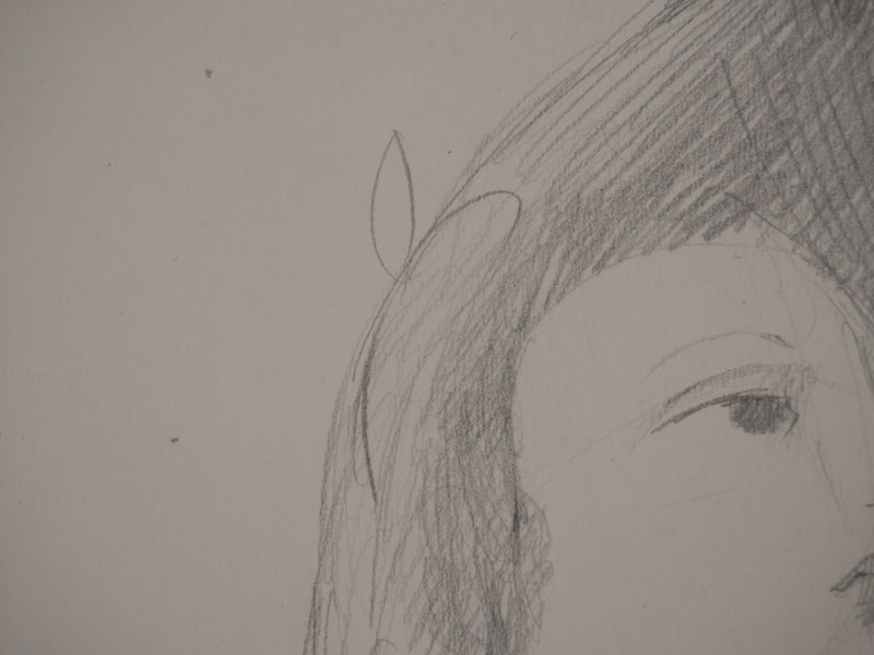 Marie LAURENCIN : Portrait en habit de soirée, Dessin original signé
