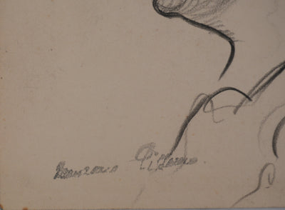 Georges MANZANA-PISSARRO : Portrait de profil, Dessin original signé