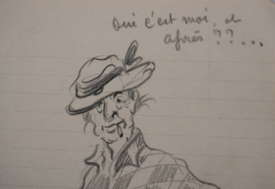 Georges MANZANA-PISSARRO : La dame à la cigarette, Dessin original signé