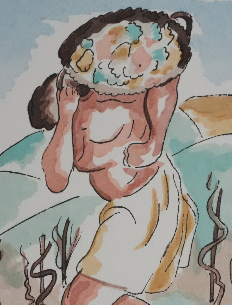 Adolphe FEDER : Le vigneron, Lithographie originale signée