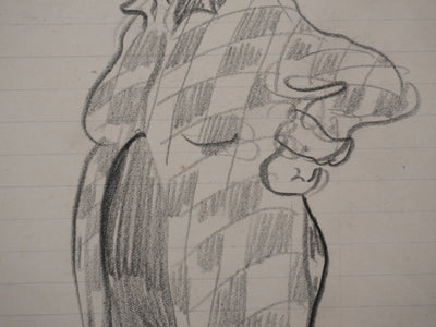 Georges MANZANA-PISSARRO : La dame à la cigarette, Dessin original signé