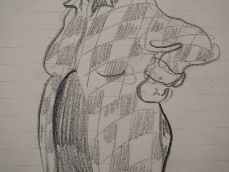 Georges MANZANA-PISSARRO : La dame à la cigarette, Dessin original signé