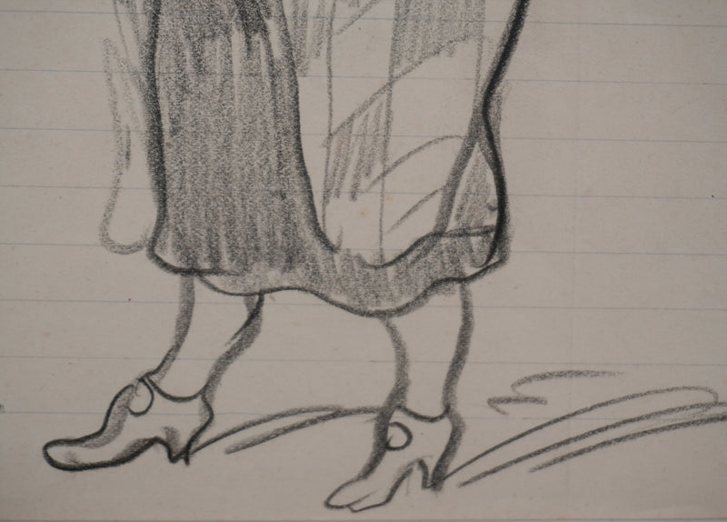 Georges MANZANA-PISSARRO : La dame à la cigarette, Dessin original signé