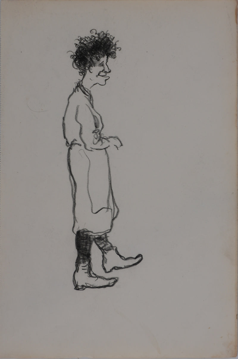 Georges MANZANA-PISSARRO : Le passant à la robe de chambre, Dessin original