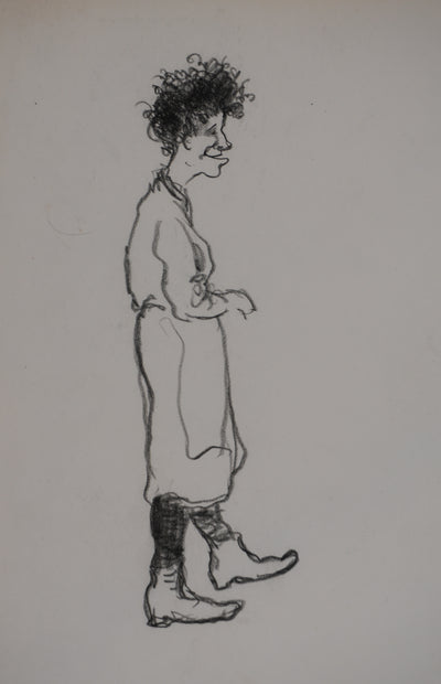 Georges MANZANA-PISSARRO : Le passant à la robe de chambre, Dessin original
