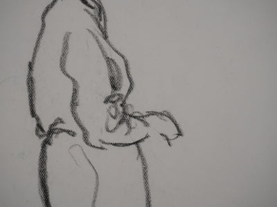 Georges MANZANA-PISSARRO : Le passant à la robe de chambre, Dessin original