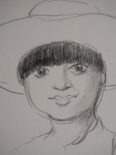 Georges MANZANA-PISSARRO : La jeune fille au chapeau, Dessin original