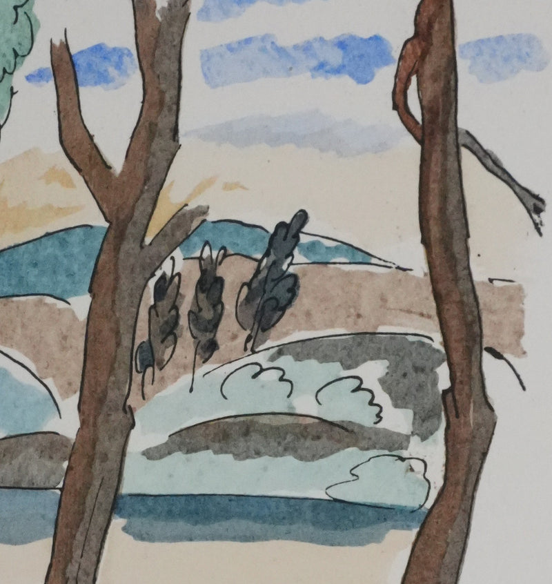 Adolphe FEDER : Paysage forestier, Lithographie originale signée