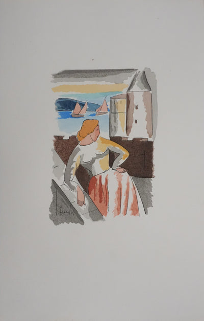 Adolphe FEDER : Chanson de la plus haute tour, Lithographie originale signée