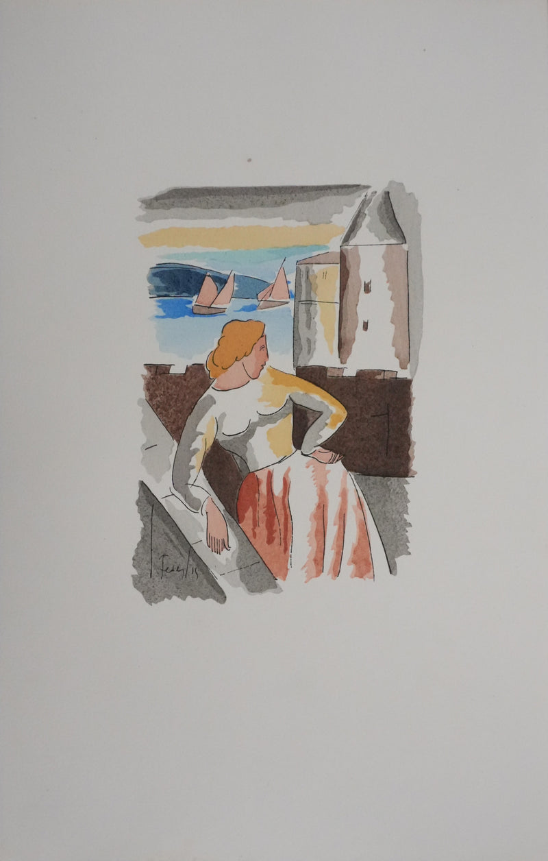 Adolphe FEDER : Chanson de la plus haute tour, Lithographie originale signée