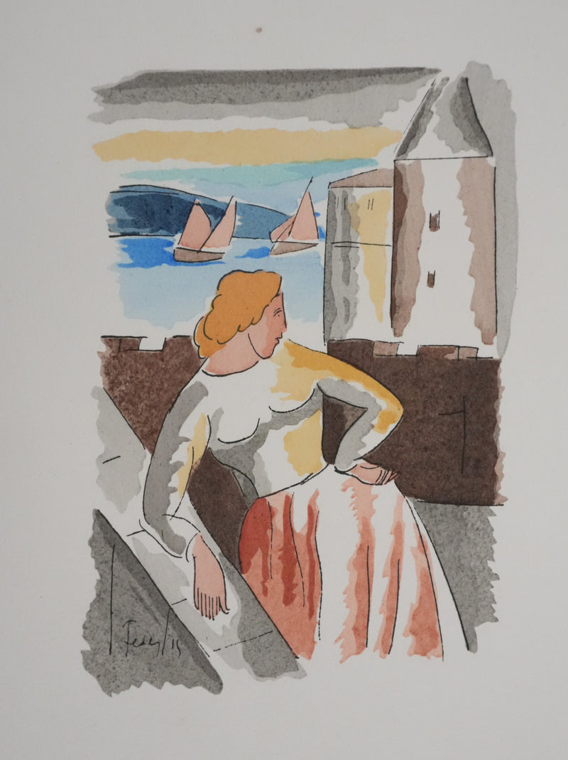 Adolphe FEDER : Chanson de la plus haute tour, Lithographie originale signée