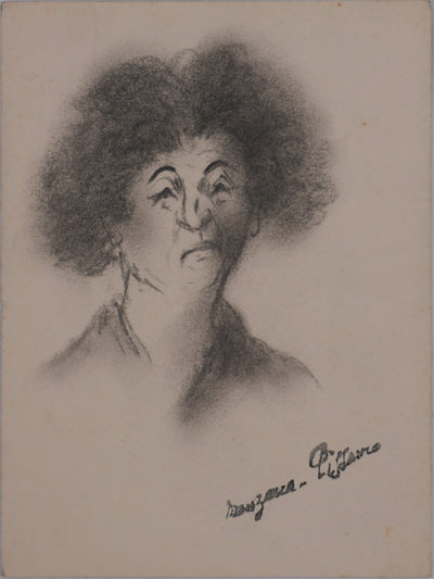 Georges MANZANA-PISSARRO : La dame aux cheveux bouclés, Dessin original signé