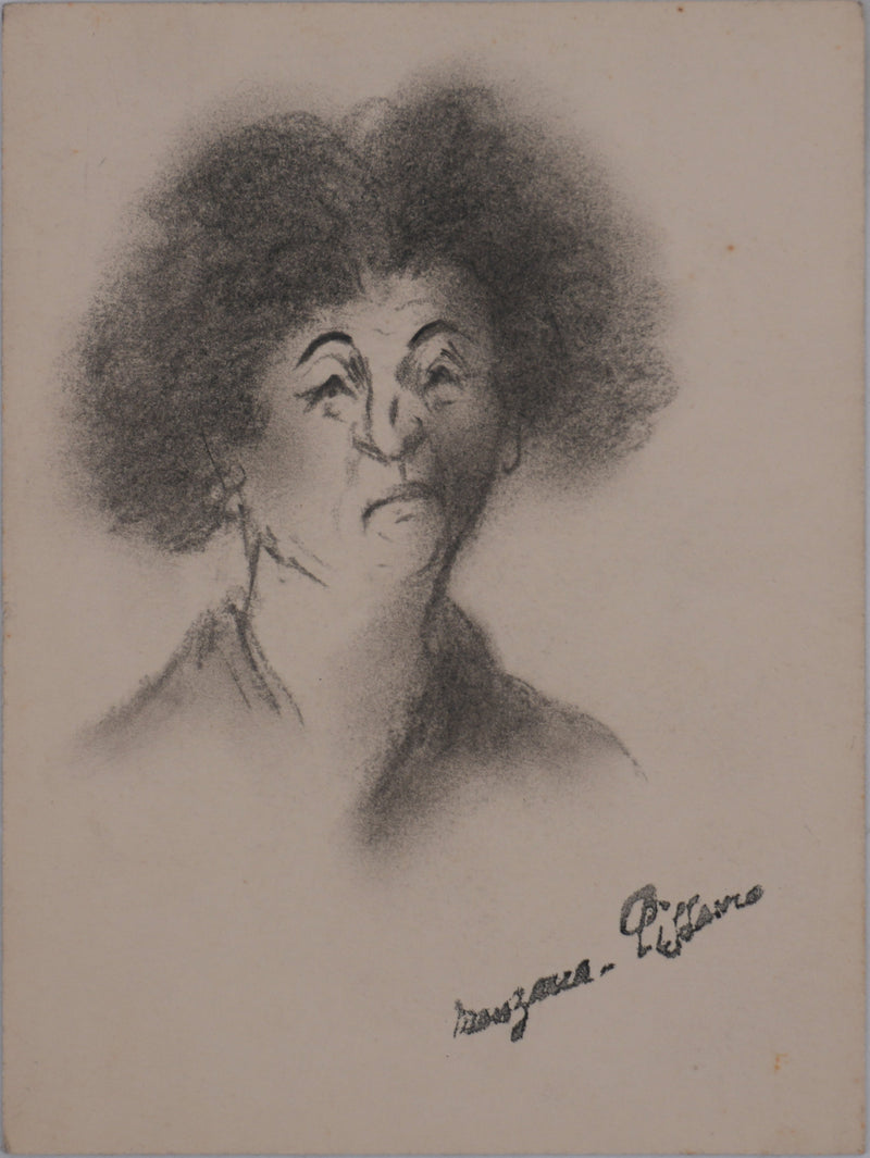 Georges MANZANA-PISSARRO : La dame aux cheveux bouclés, Dessin original signé