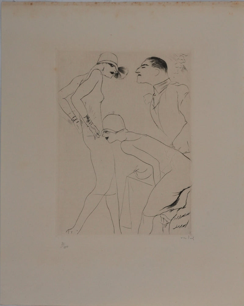 Marcel VERTES : Au dancing, Gravure originale signée