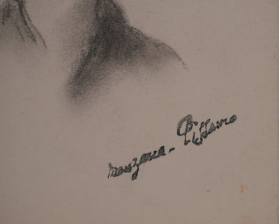 Georges MANZANA-PISSARRO : La dame aux cheveux bouclés, Dessin original signé