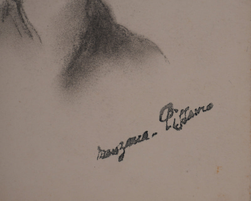 Georges MANZANA-PISSARRO : La dame aux cheveux bouclés, Dessin original signé
