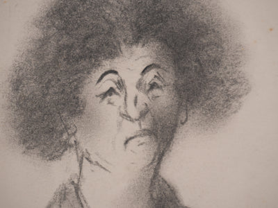 Georges MANZANA-PISSARRO : La dame aux cheveux bouclés, Dessin original signé